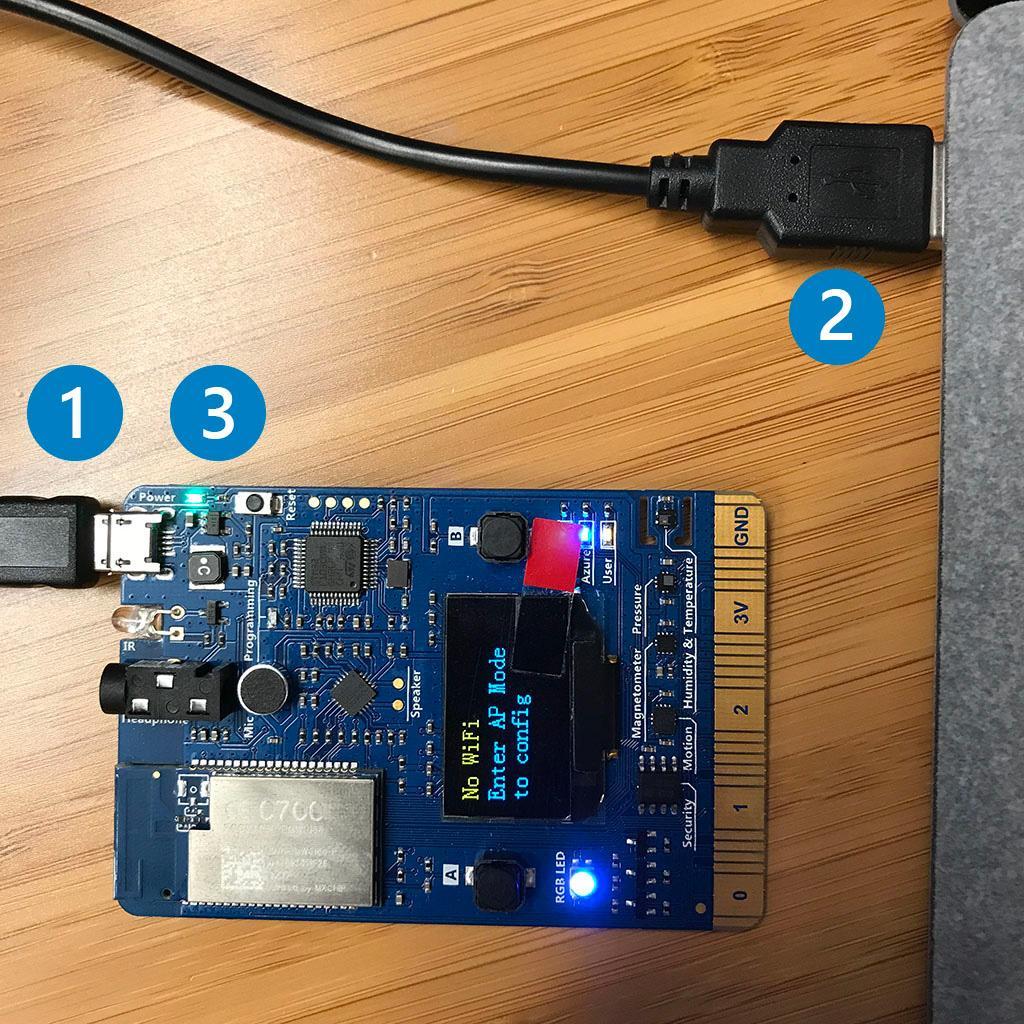 An illustration is showing how to connect the device to the computer.