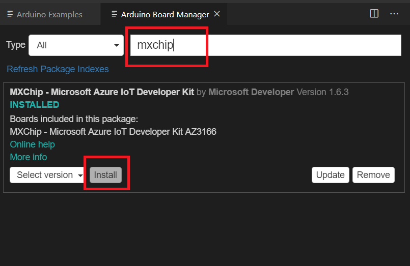 An illustration is showing how to select device board using arduino extension.