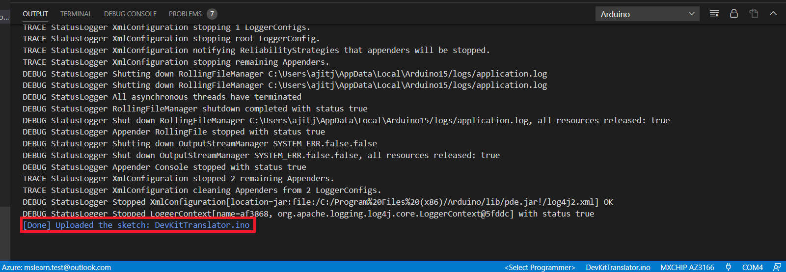 An illustration is showing how to upload device code to the iot device.