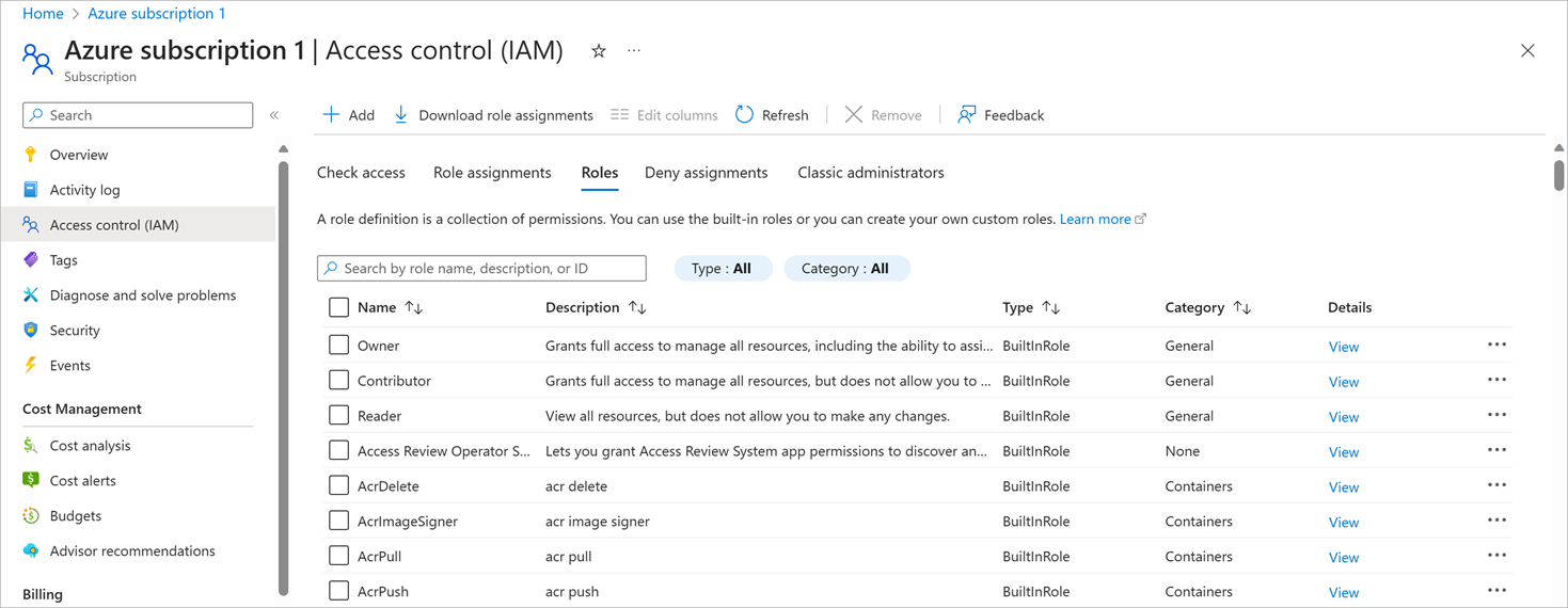 Screenshot that how to get to Access control (IAM) and Roles.