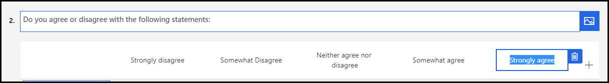 Screenshot of the completed Likert labels with Somewhat disagree, Neither agree nor disagree, Somewhat agree, and Strongly agree.