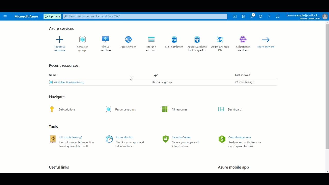 Screenshot that shows the deployment status.