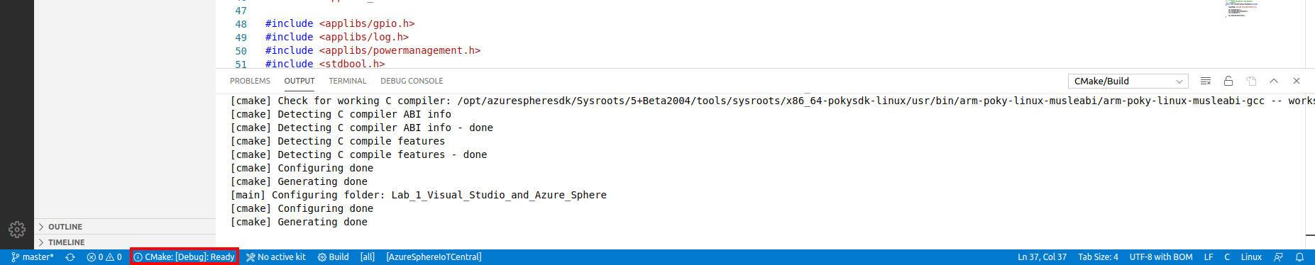 The illustration shows CMake status.