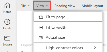 Screenshot of the Power BI View menu options.