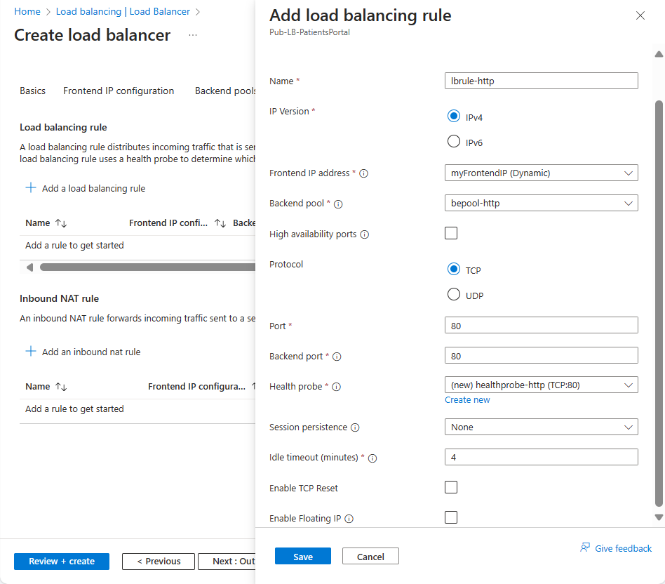 Add a new load balancing rule.