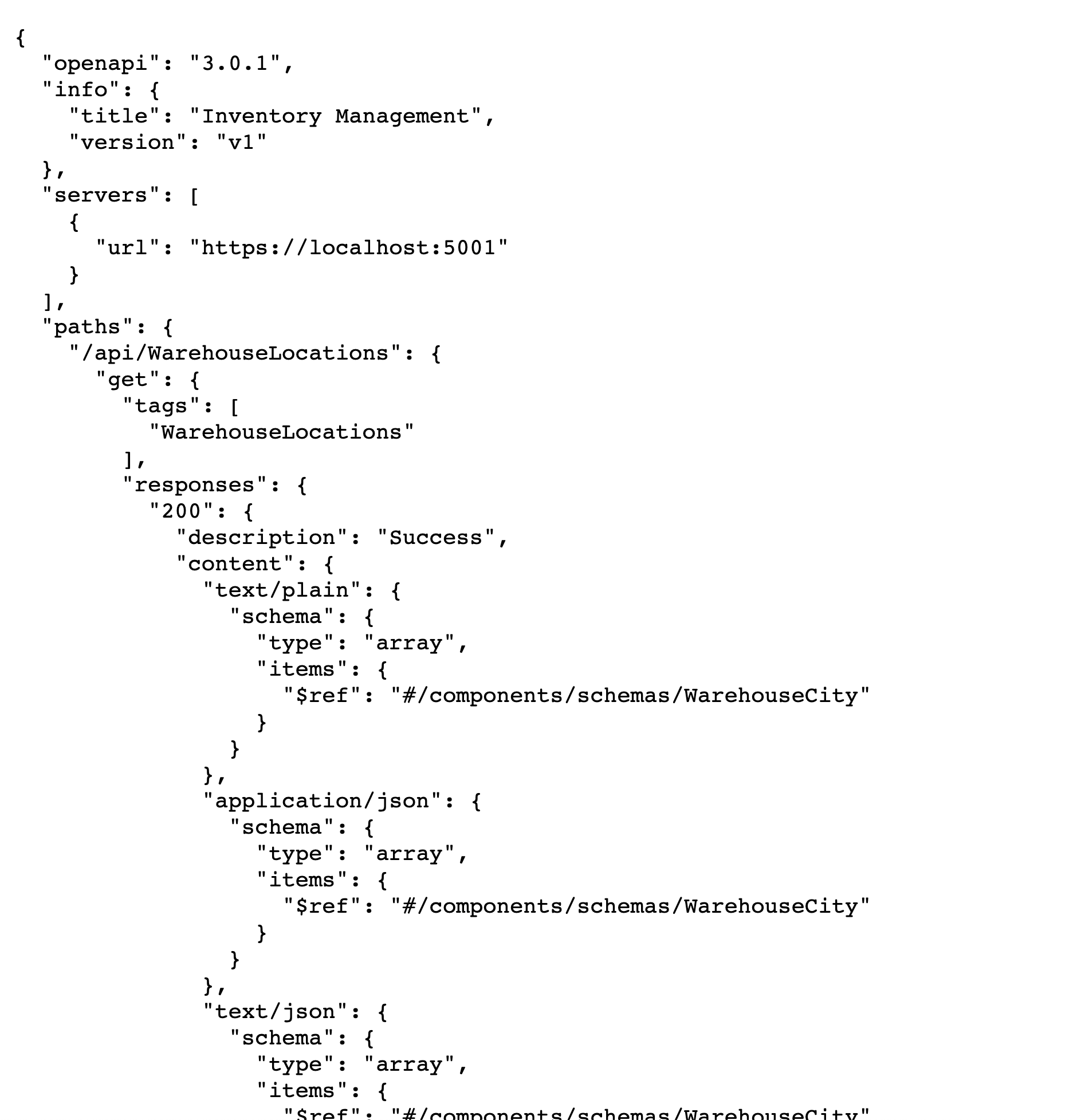 Screenshot of OpenAPI Document code.