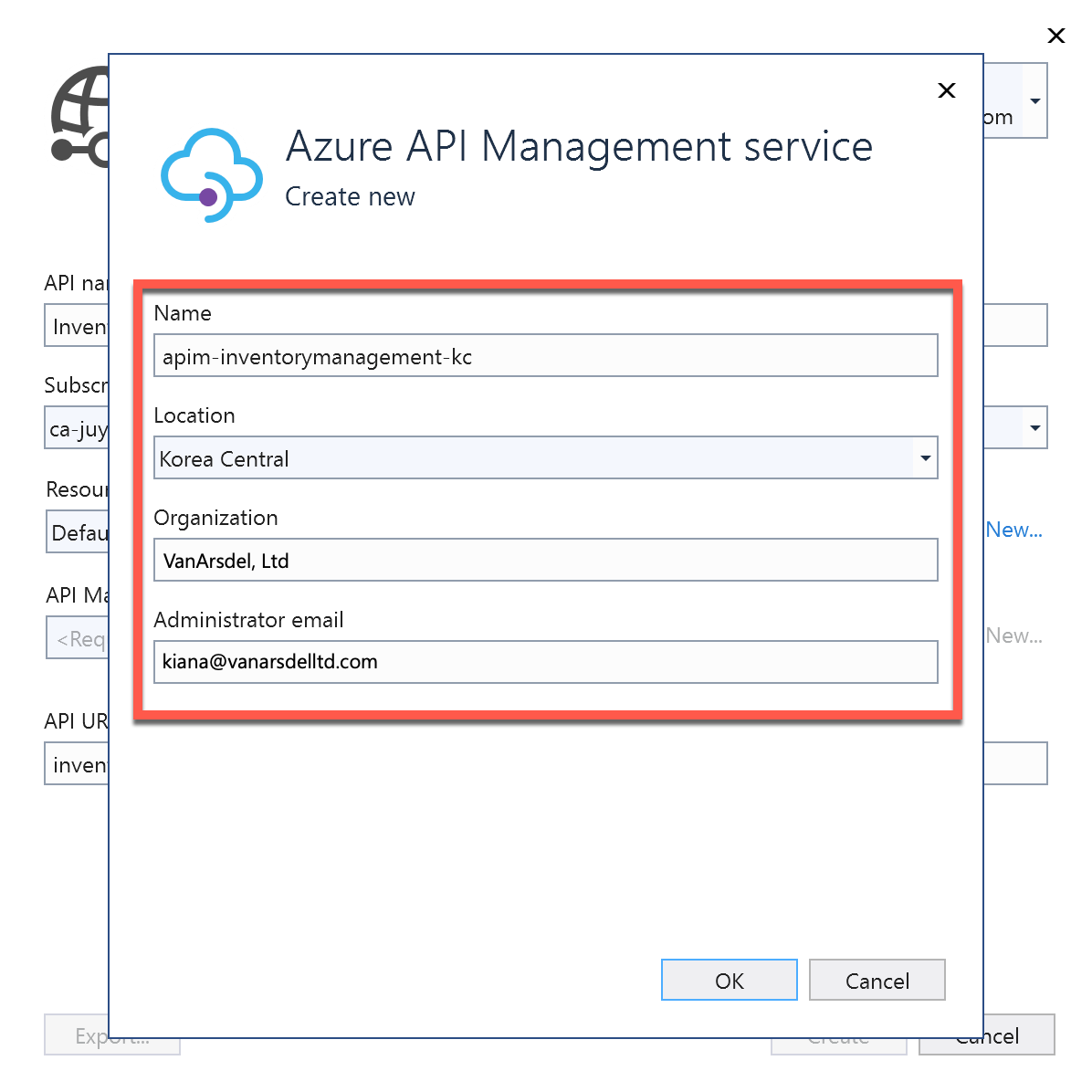 Create New API Management.