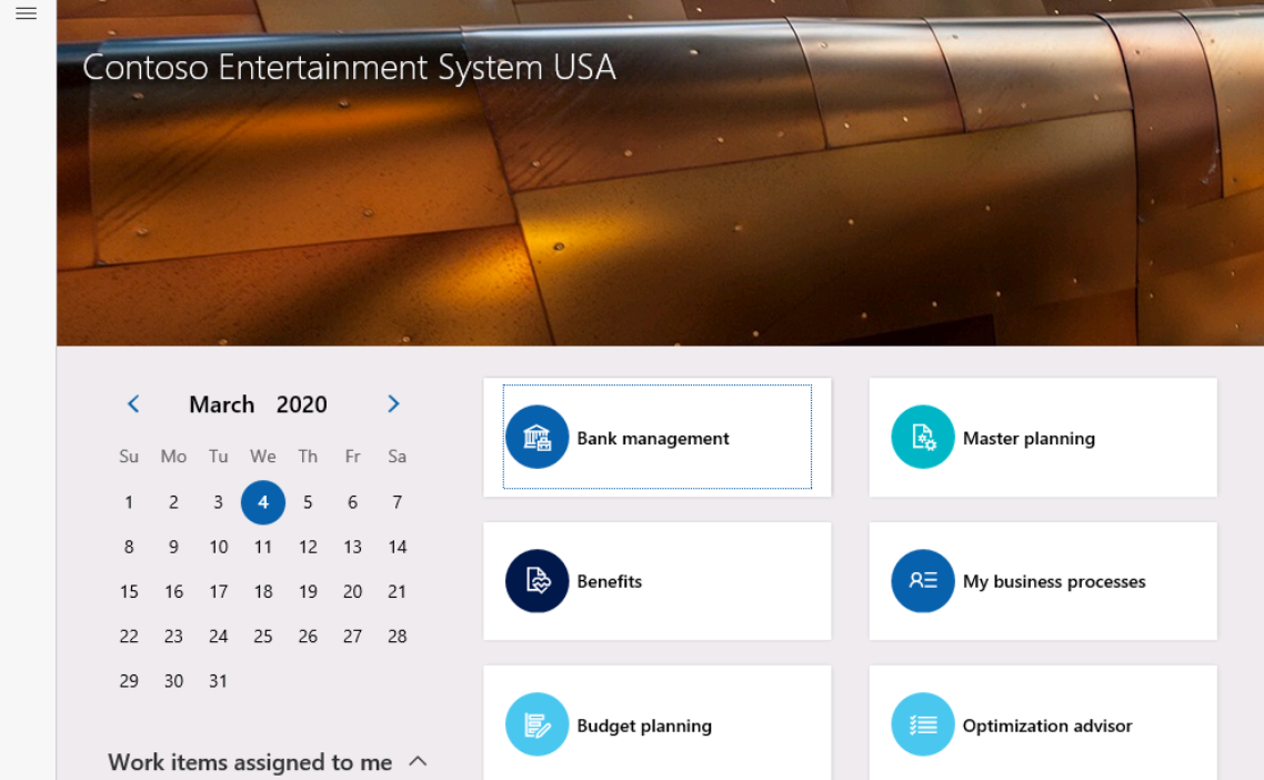 Main dashboard of Finance and Operations