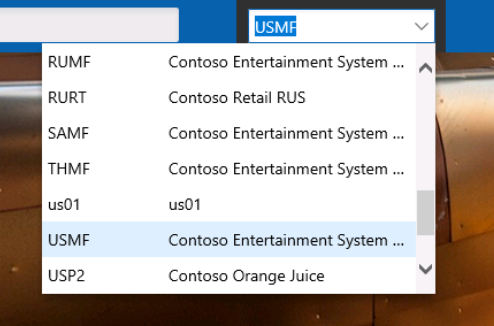 Legal entity drop-down