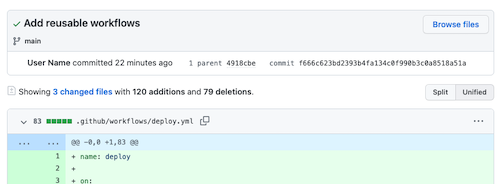 Screenshot of GitHub that shows the production environment's deployment details, with a list of commits.