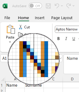 Screenshot of the capture image cursor with crosshairs.