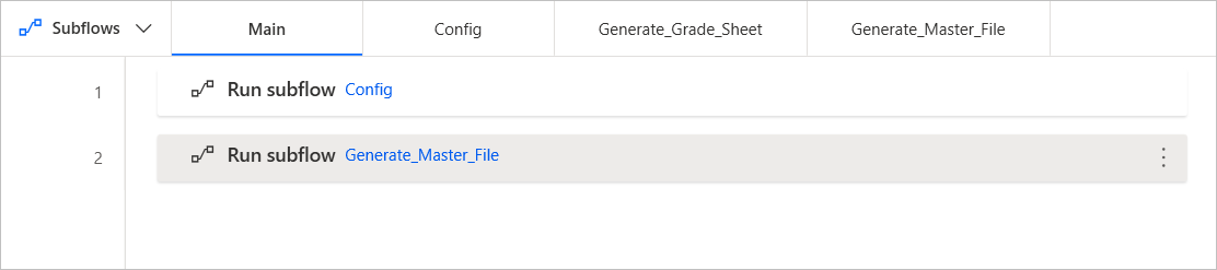 Screenshot of the main subflow workspace.