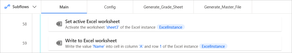 Screenshot of the new subflow tabs along the top.