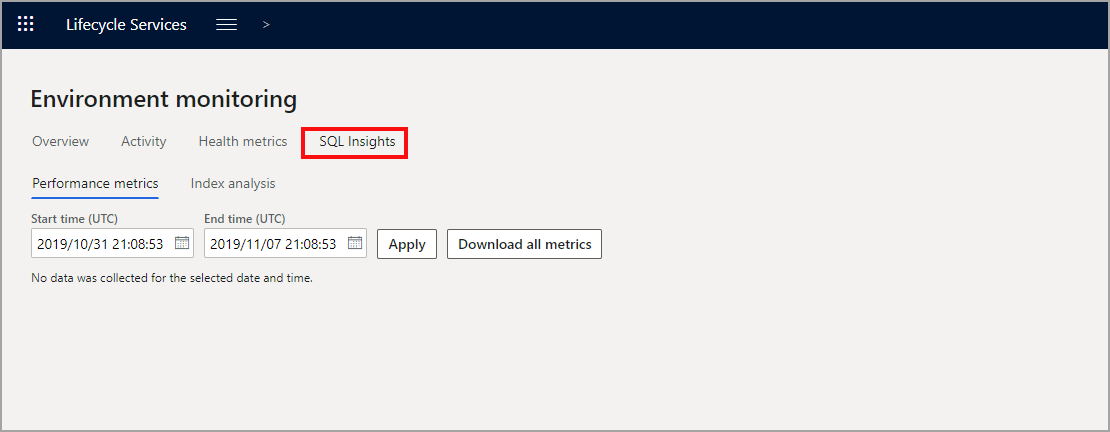 screenshot of the Environment Monitoring page 