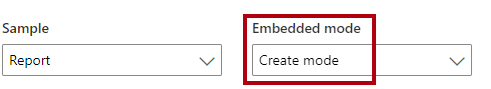 Screenshot of the Embedded mode dropdown list set to Create mode.