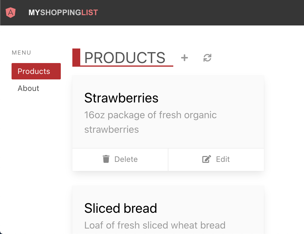 Screenshot showing the UI of your Angular web app.