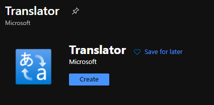 Screenshot showing the Translator create dialog.