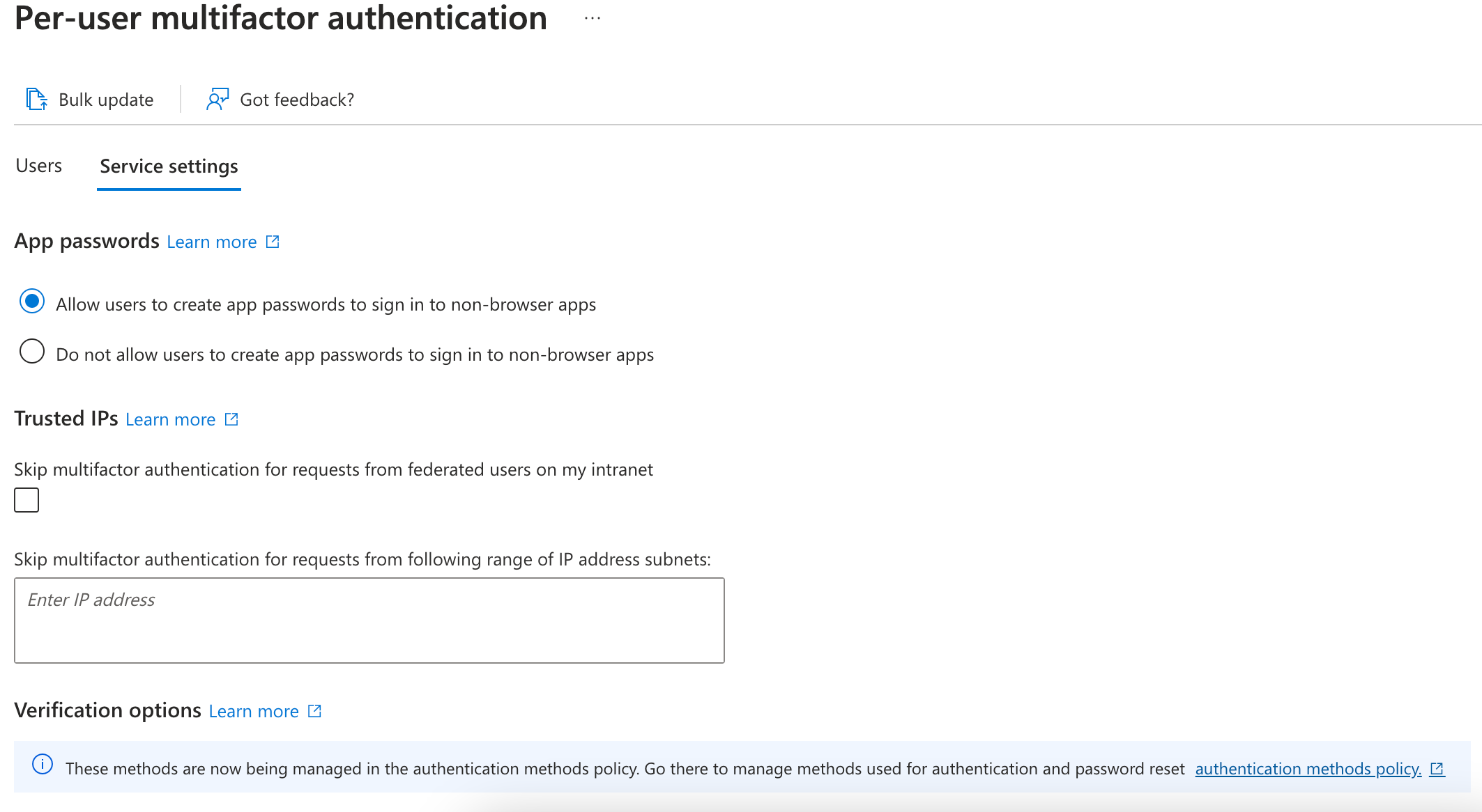 Screenshot showing MFA configuration.