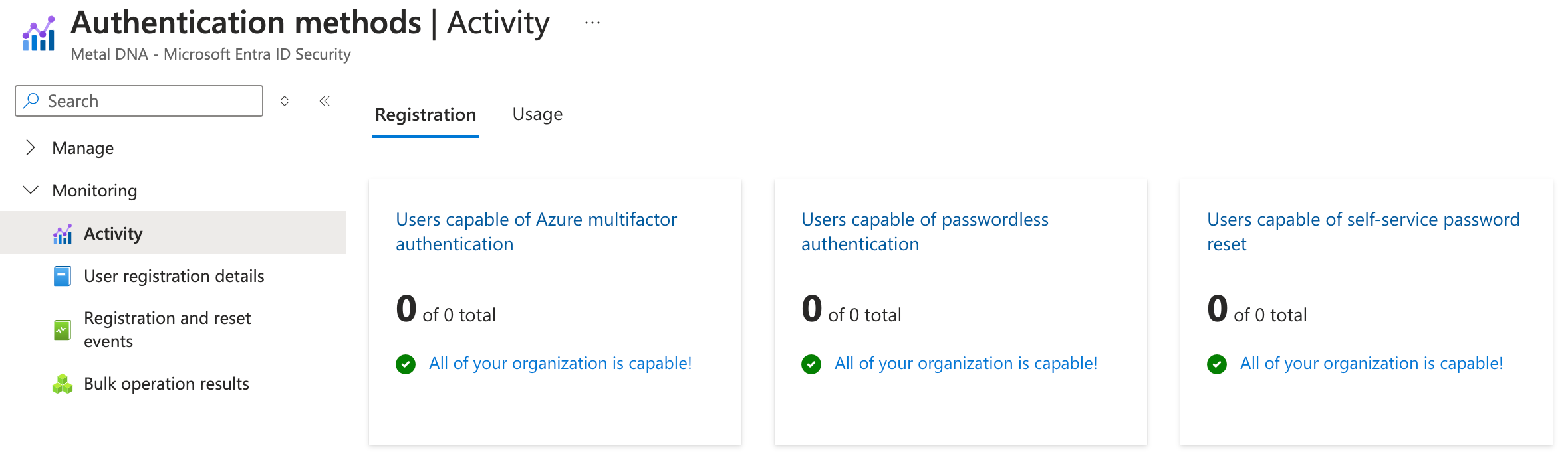 Screenshot showing the metrics view for MFA.