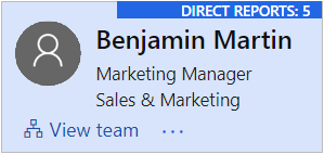 Screenshot showing employee card of someone who has direct reports.