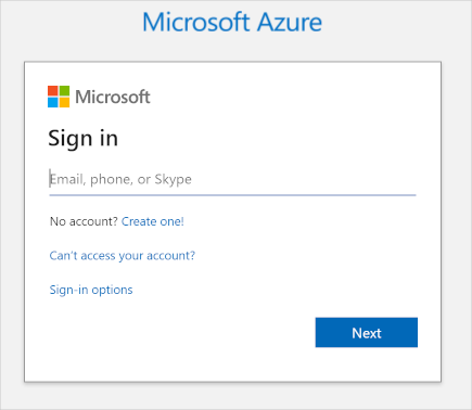 Screenshot that shows the Azure sign-in page.