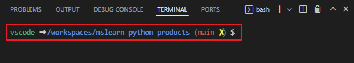 VS Code integrated terminal prompt