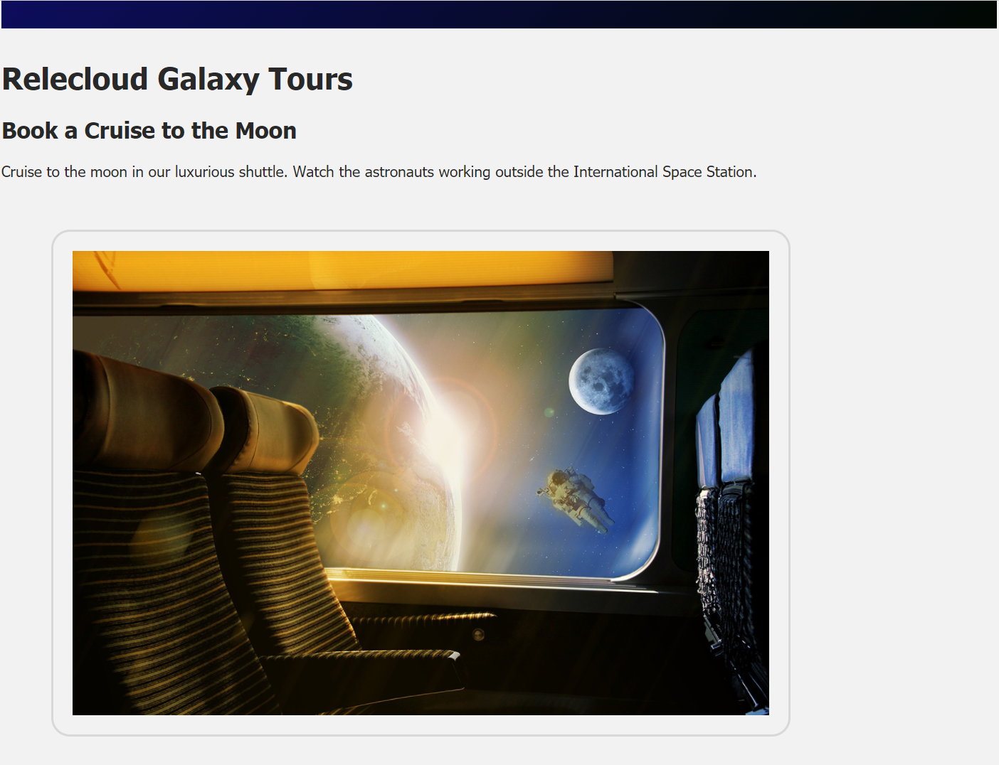 Screenshot of the updated page showing the image of the cruise.
