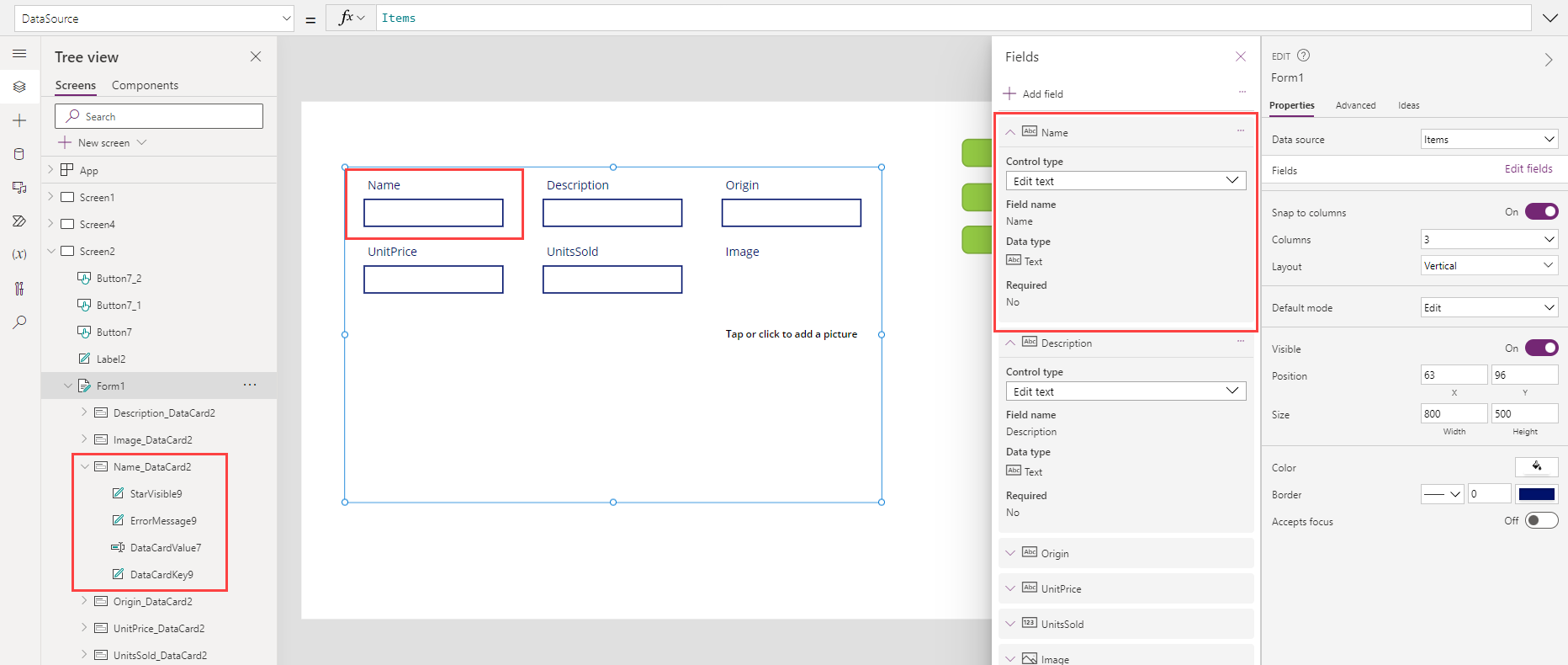 Screenshot of and example form for handling error messages.