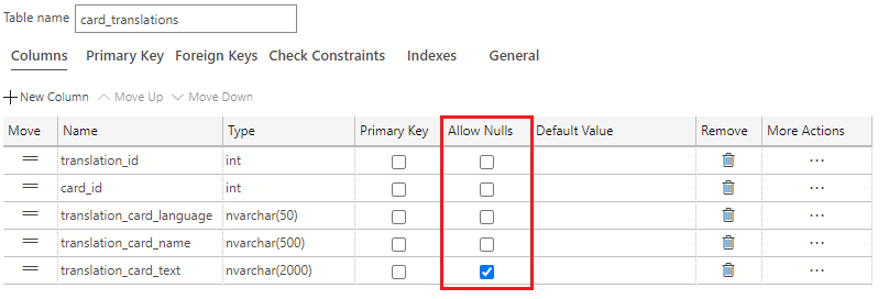 Screenshot showing how to uncheck all the checkboxes except for the one in the translation_card_text row.