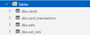 Screenshot showing how to view the created tables in the tables folder.