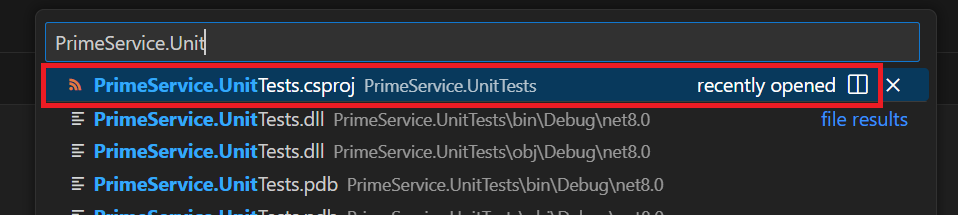 A screenshot showing "PrimeService.Unit" entered in the Search attachments text box.