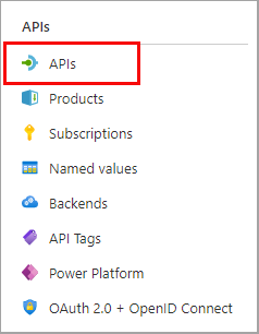 Select APIs in the service navigation pane.