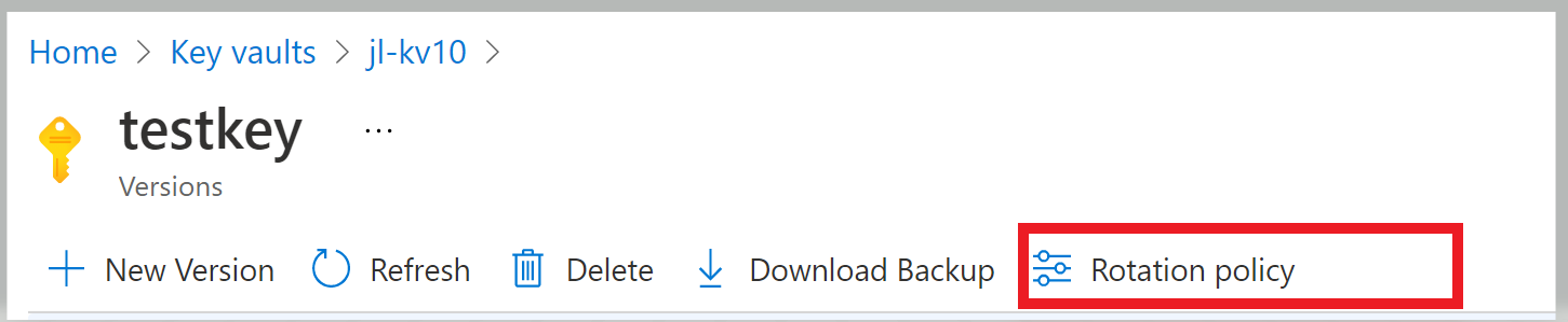 Screenshot showing an example of how to configure a key rotation policy on existing keys.