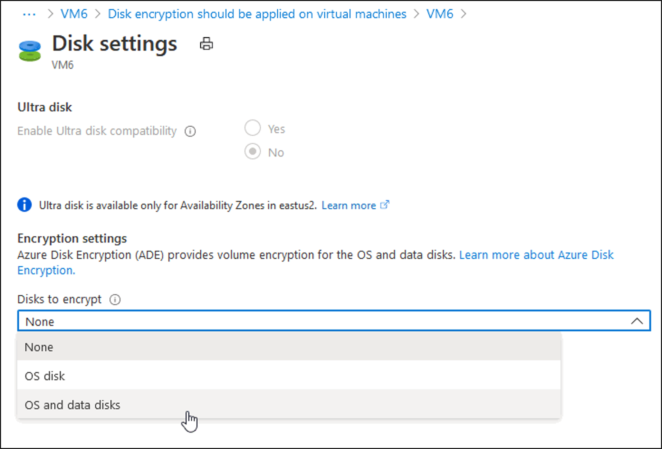 Screenshot showing how to enable encryption from the Security tab.