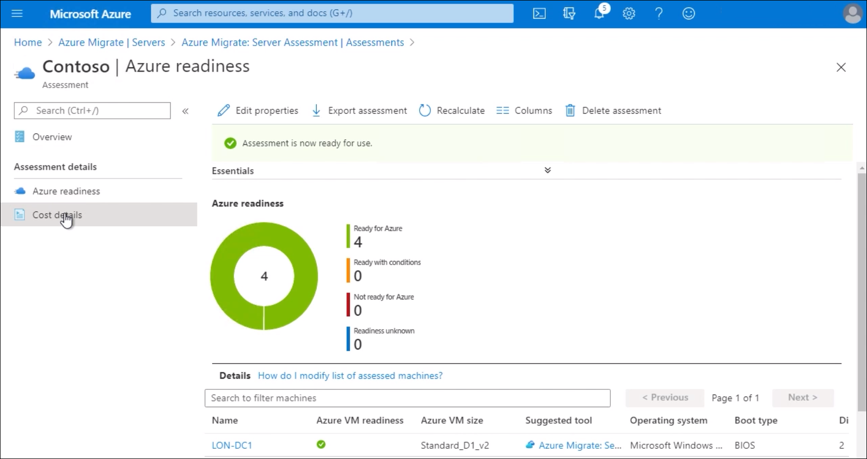 A screenshot of the a migration report with four VMs ready for migration.