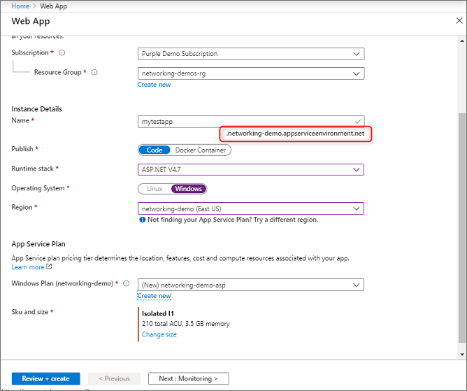 Screenshot showing an example of how to create a web application.