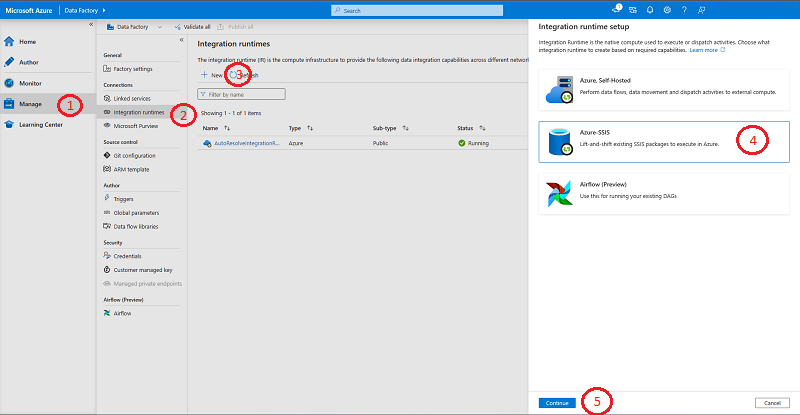 navigating to Integration Runtimes