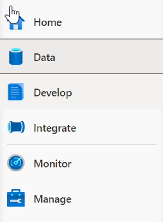 Navigating hubs in Azure Synapse Studio