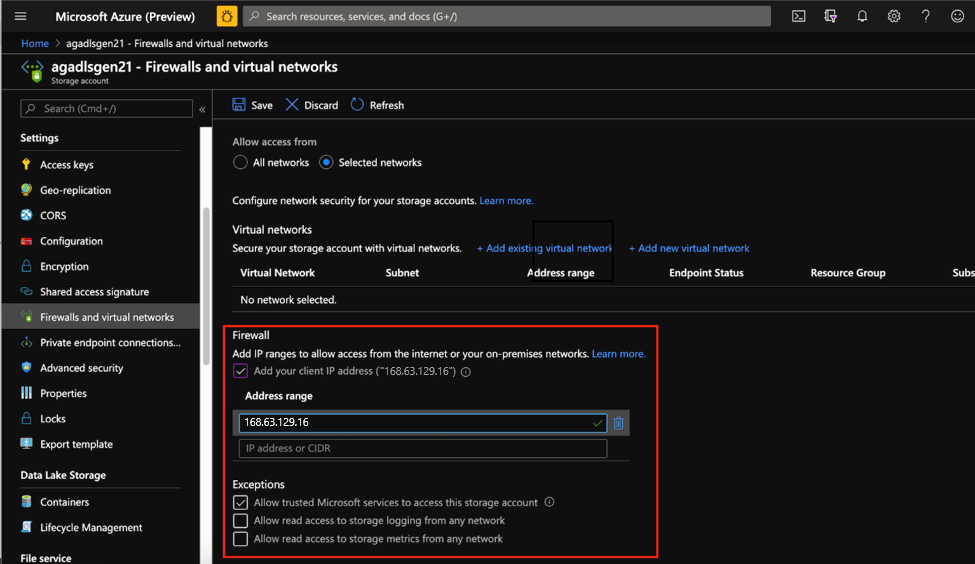 Azure Storage Firewalls