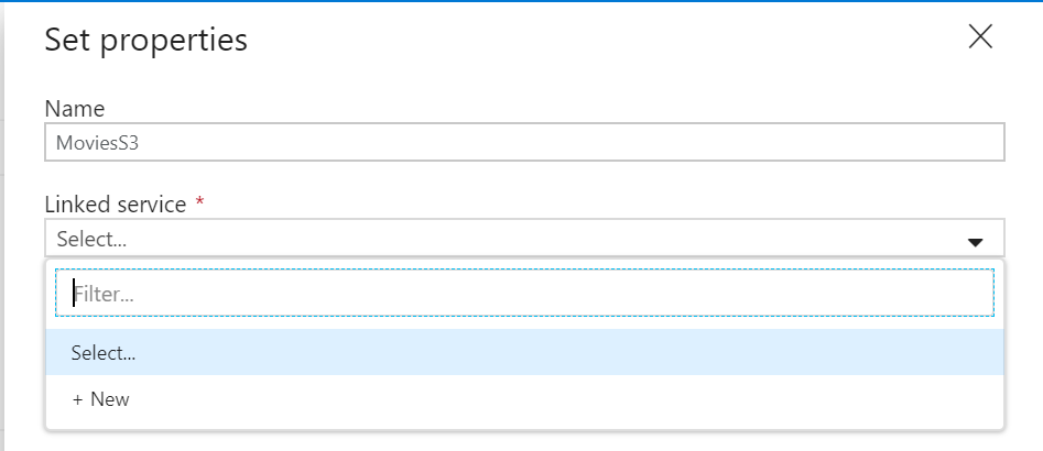 Setting the dataset properties