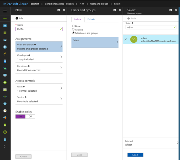 Creating a Conditional Access policy in the Azure portal.