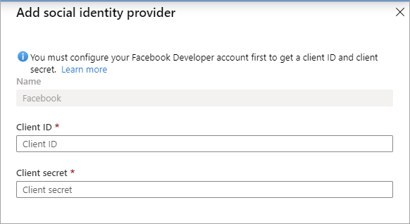 Screenshot of the Add social identity provider page. Pick your social media provider.