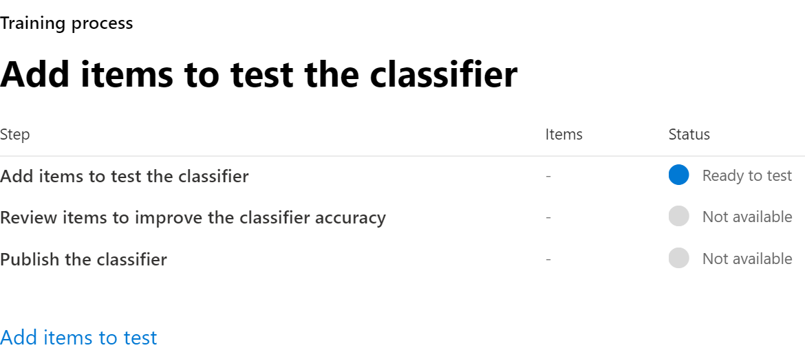 Screenshot of the detail page for the classifier that you selected.