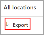 Screenshot of the data classification Export control that appears on the Content explorer tab in the All locations list.