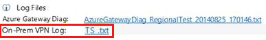 Screenshot of the on-premises V P N device log.