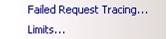 Screenshot focused on Failed Request Tracing in the Actions pane.