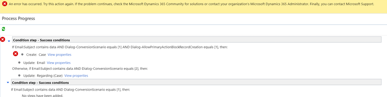 Screenshot that shows the details of the error that occurs due to the value set for the Customer field.