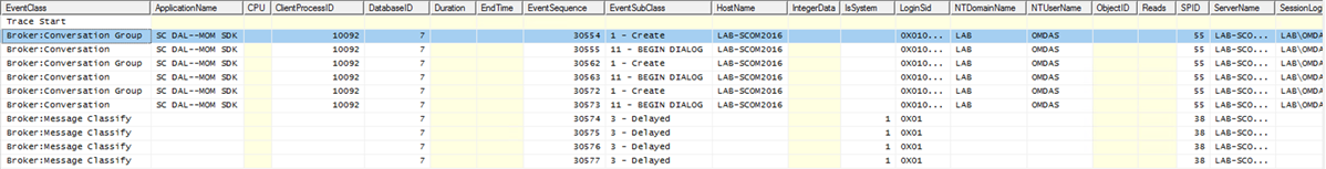 Sample trace when creating queues and services.