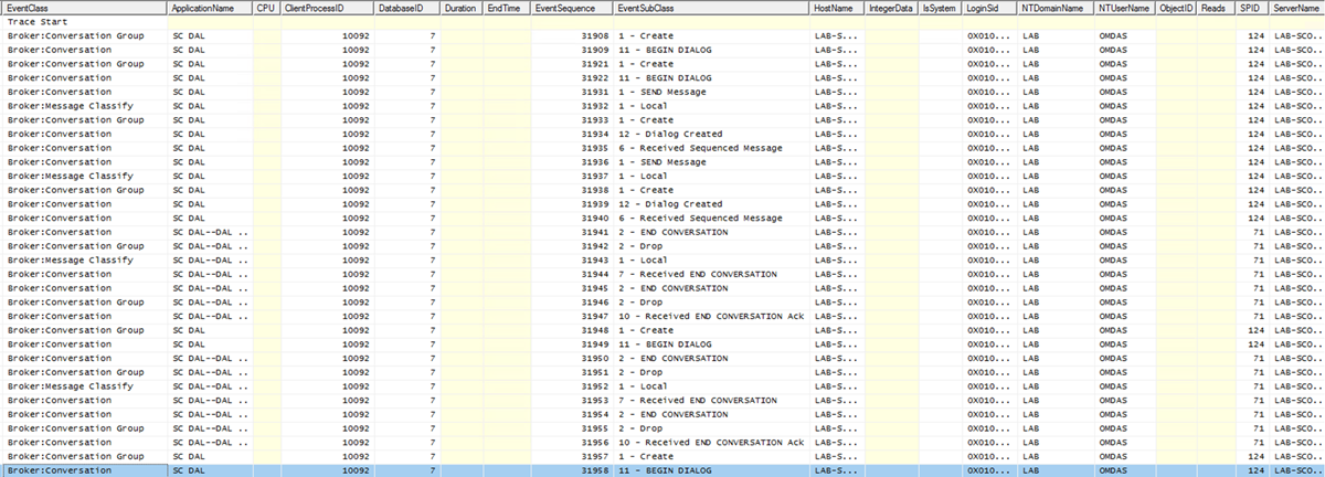 Sample trace when resetting health of a monitor.