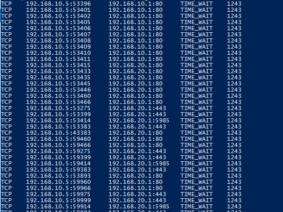 Screenshot of netstate command output.